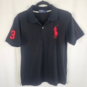 POLO RALPH LAUREN Big Pony Polo Shirt Black Red #3 Preppy Minimalist Casual